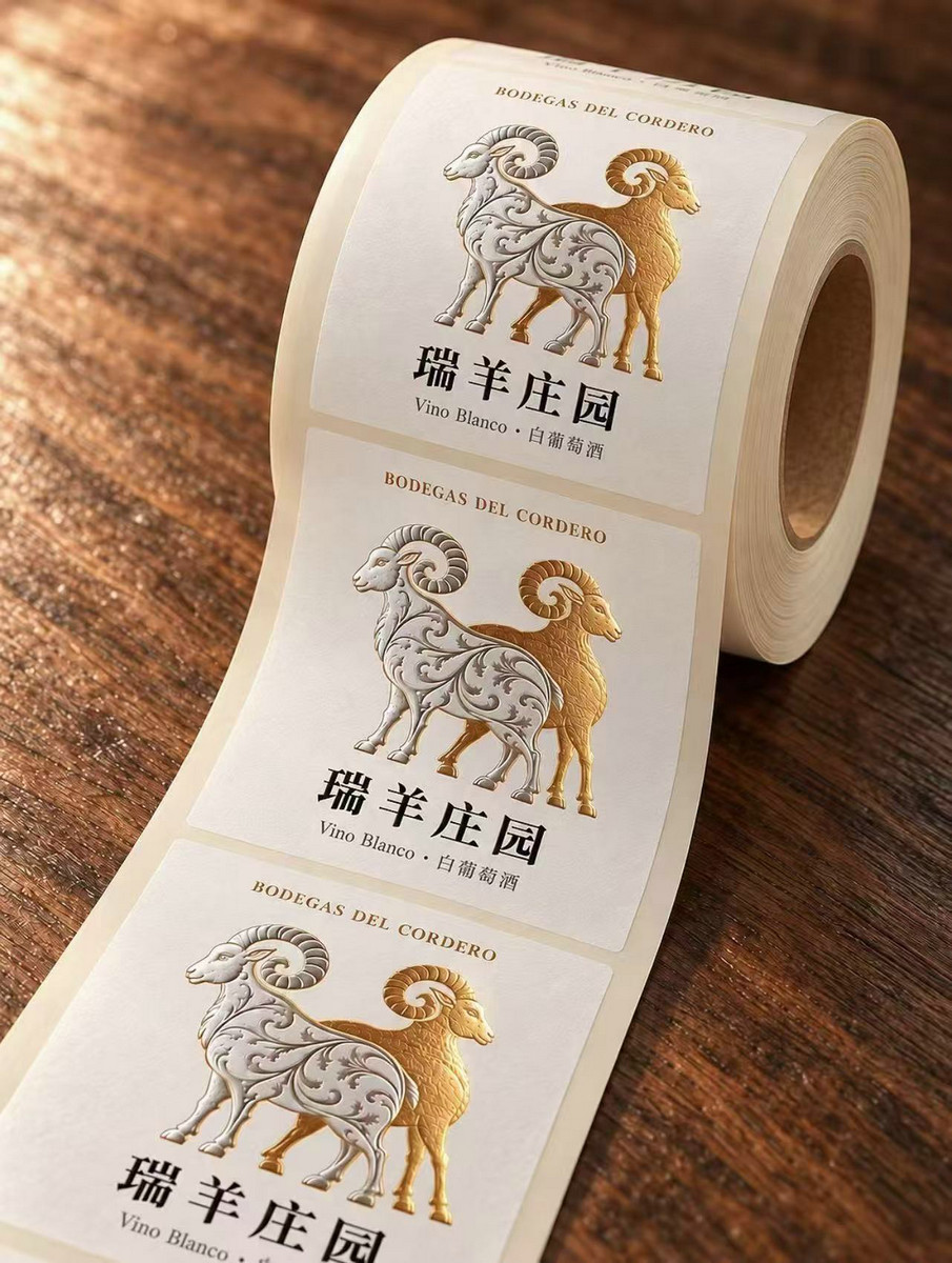 Custom Vino Blanko Wine Label Gold Foil Paper Sticker FY302 - Image 2