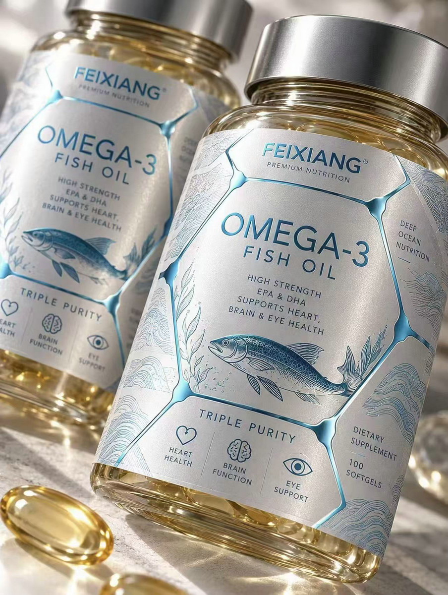 Custom Fish Oil Bottle Roll Sticker Waterproof Label FY305